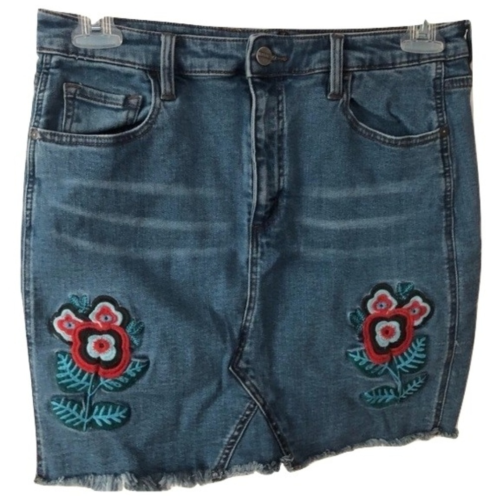 BOHO Embroidered Denim Skirt